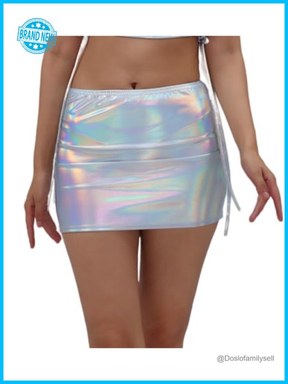 Metallic Shiny Bodycon Mini Skirt Stretchy Clubwear Festival Party